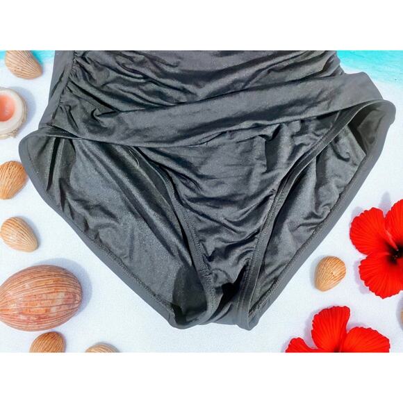 Anne Cole Black Strapless Swimsuit Women's Size 12 Black One Piece New With Tags - Picture 10 of 11